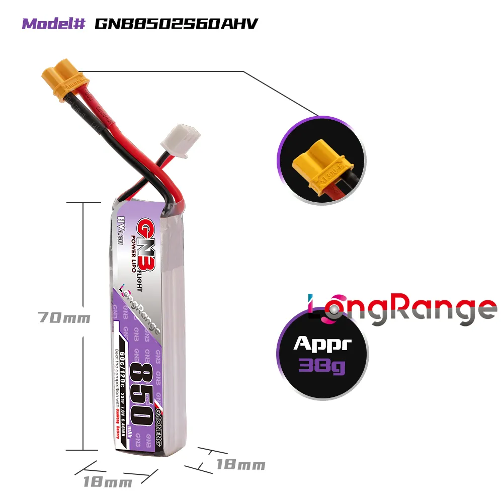 GAONENG GNB LiPo Battery 850mA - Drone Kit Racing 评论和价格